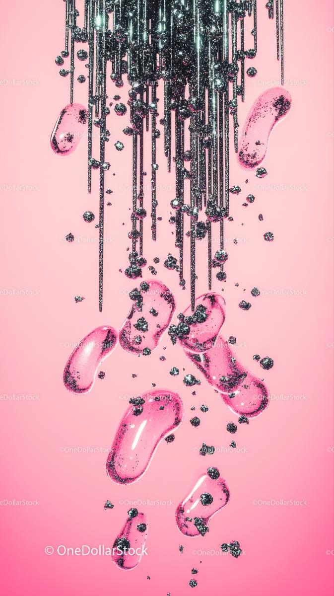 Vibrant Pink Glitter Art with Sparkling Particles and Liquid Effect