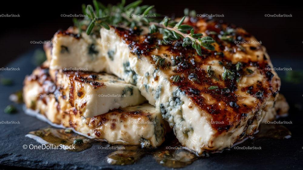 Artisan Blue Cheese Wheel on Dark Rustic Surface in Gourmet Food Setting Stock Photo Bundle preview 22