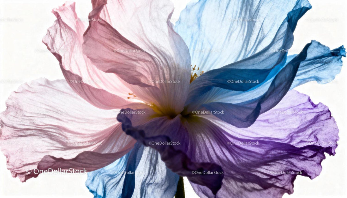 Delicate translucent hibiscus petals in soft pastel shades