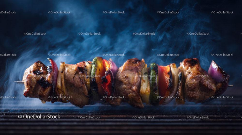 Colorful Grilled Meat and Vegetable Skewers on Barbecue Grill 36 JPG Files digital asset preview