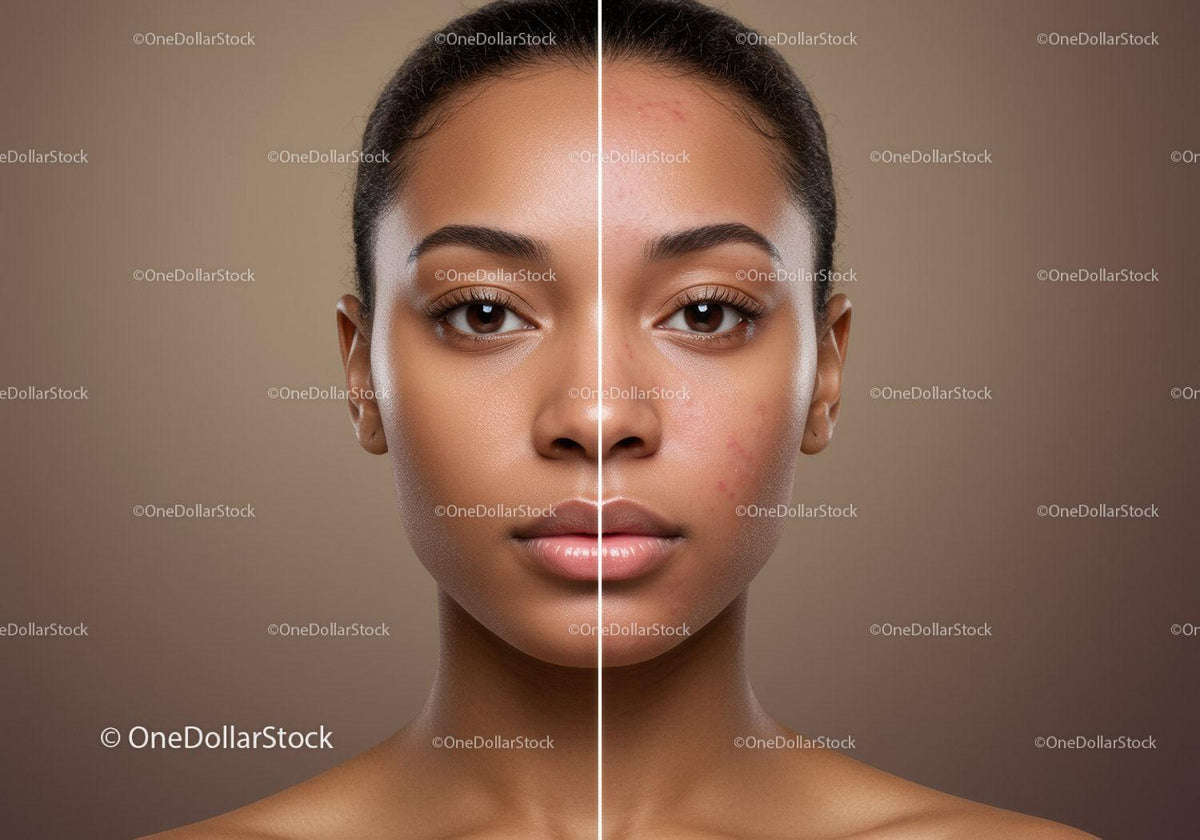 Close-Up Portrait of a Young Woman with Clear Skin and acne scars