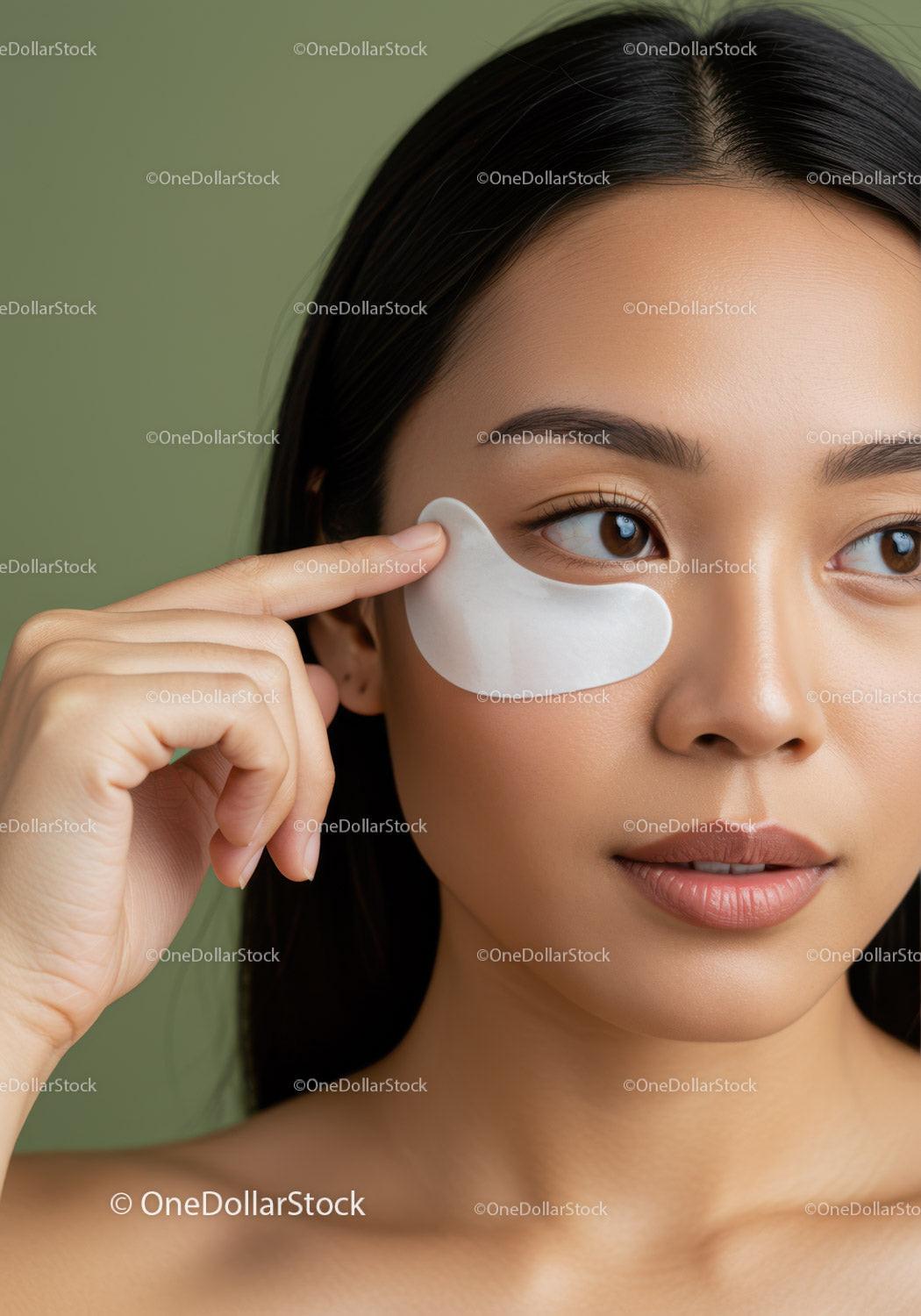Portrait of a Young Woman Applying Eye Cream for Skincare Routine