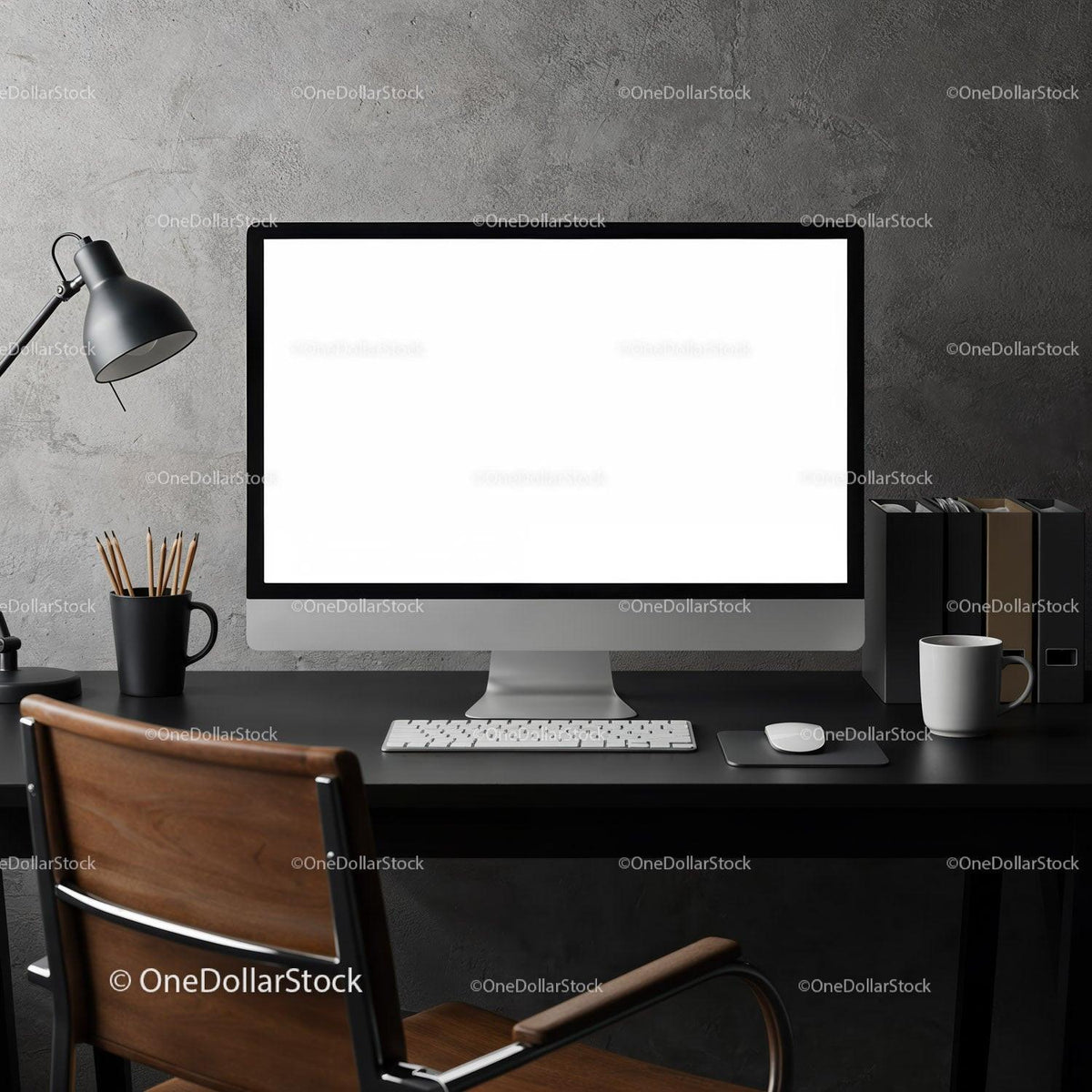 Minimalist modern workspace with desktop computer setup JPG Mockup Image preview