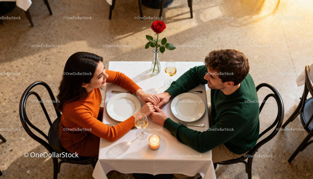 Couple Sharing Intimate Moment Over Romantic Dinner