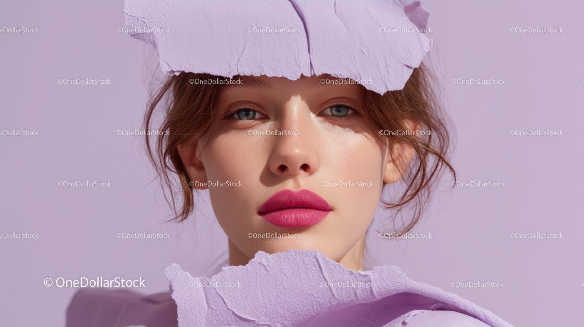 Beautiful Woman with Radiant Pink Lips and Artistic Background Stock Photo Bundle preview 15