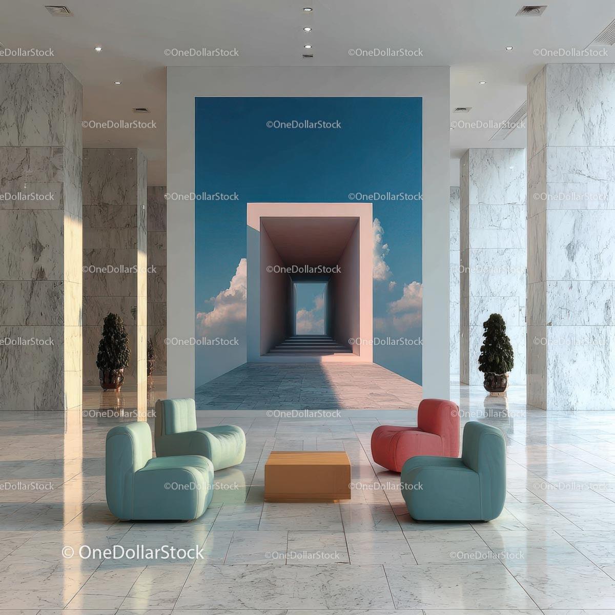 Stylish Modern Interior with Artistic Wall and Elegant Furnishings Stock Photo Bundle preview 40