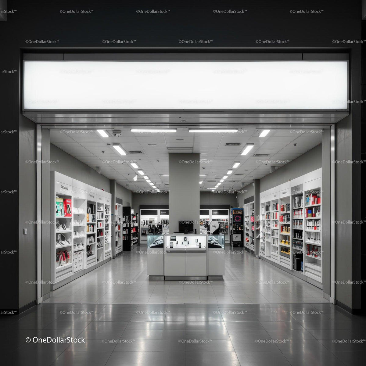 Modern electronics store interior with sleek displays JPG Mockup Image preview