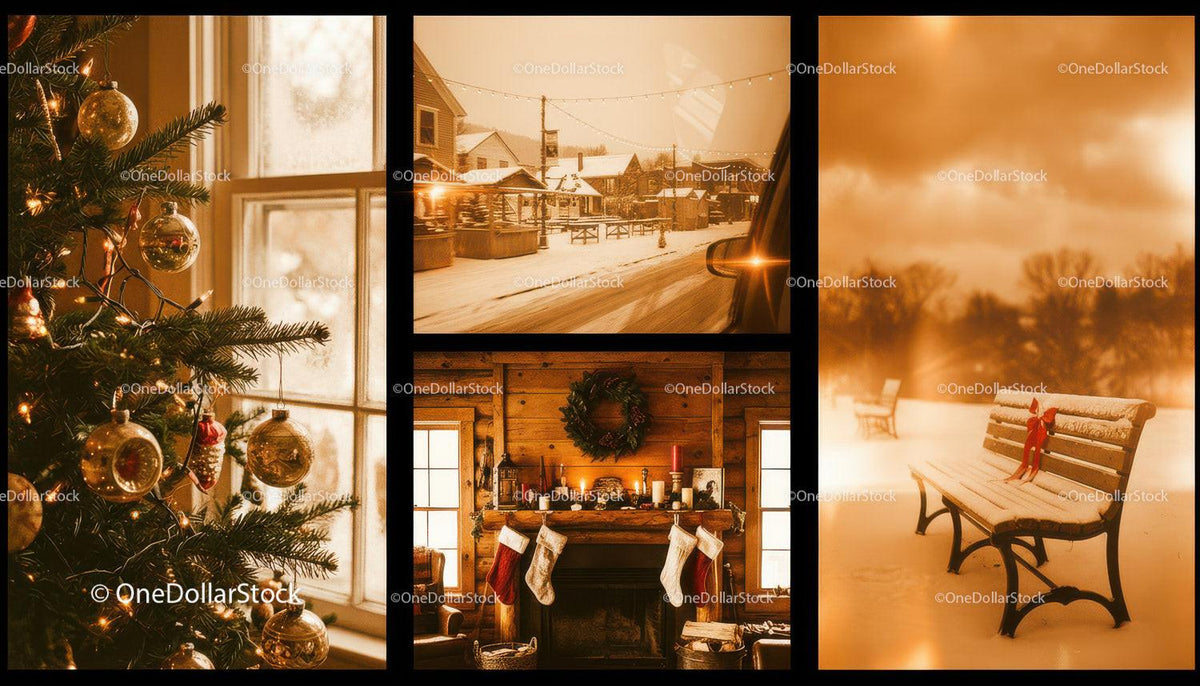 Cozy Christmas Scene with Snowy Winter Outdoors
