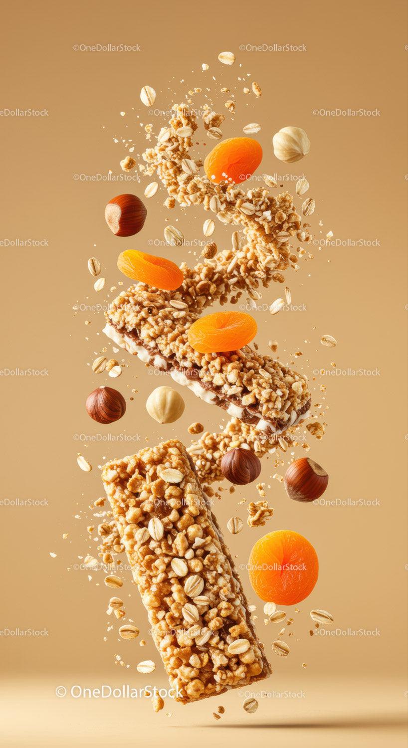 Floating Cereal Bars with Nuts and Dried Apricots