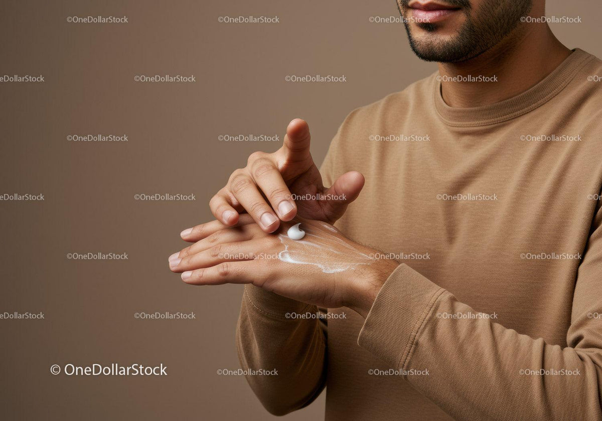 Hands Applying Lotion for Skincare and Personal Grooming