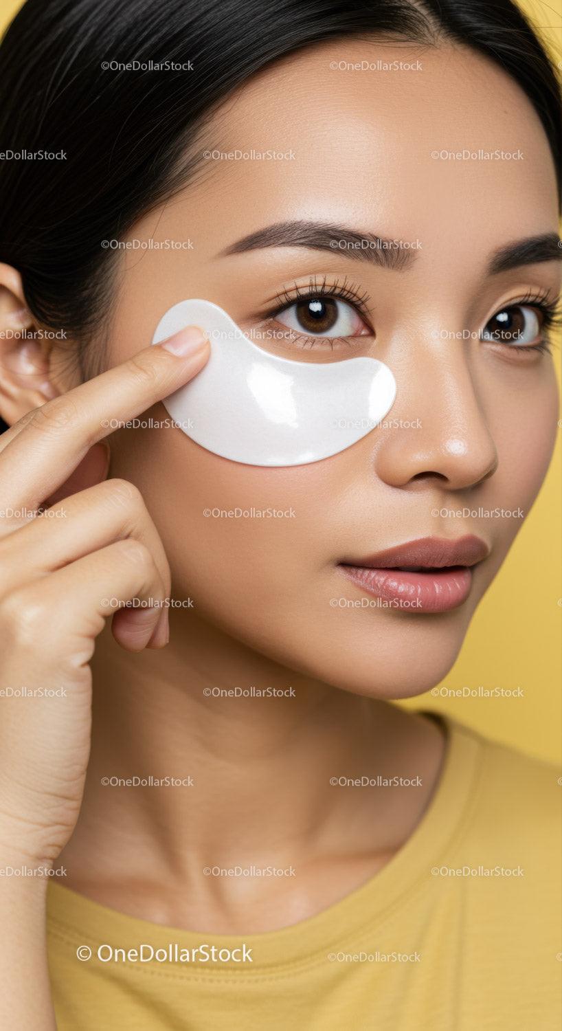 Young Woman Applying Eye Mask for Skincare and Beauty Routine
