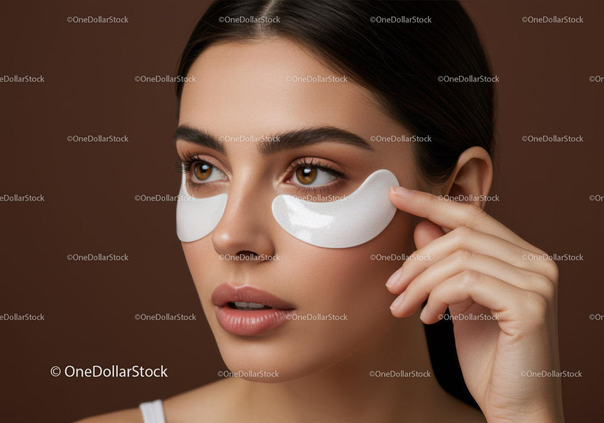 Young Woman with Under Eye Patches for Skin Rejuvenation and Beauty