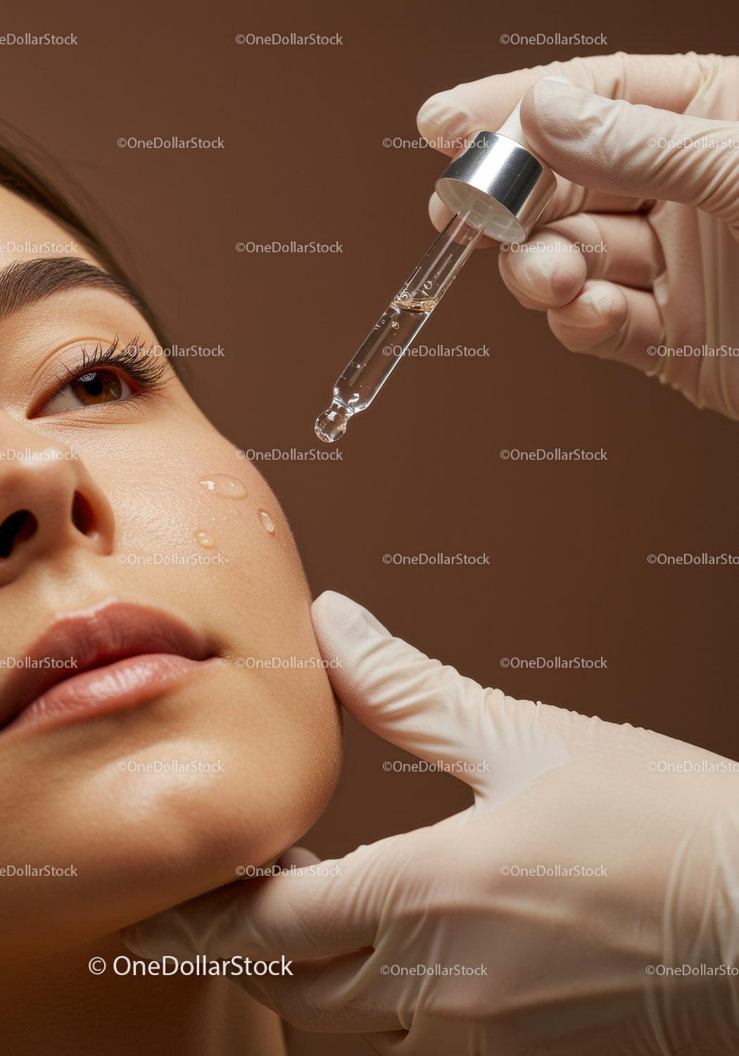 Close-up of Facial Serum Application with Syringe for Skin Rejuvenation
