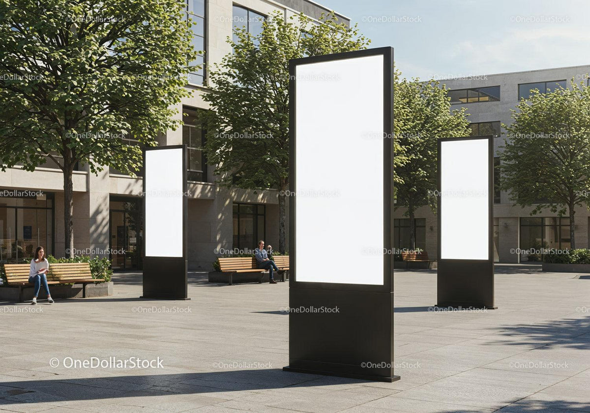 Modern Outdoor Urban Digital Advertising Displays JPG Mockup Image preview