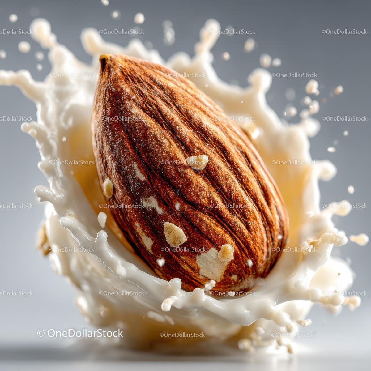 Almond Splashing in Creamy Milk for Delicious Food Photography Stock Photo Bundle preview 14