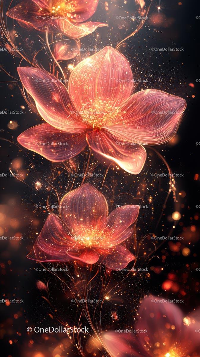 Ethereal Glowing Flowers with Sparkling Light Effect