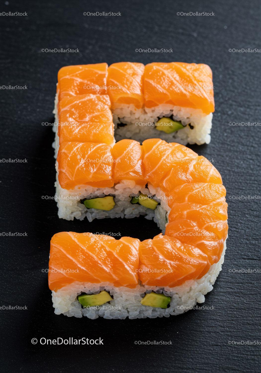 Number 5 Sushi Roll with Fresh Salmon and Avocado