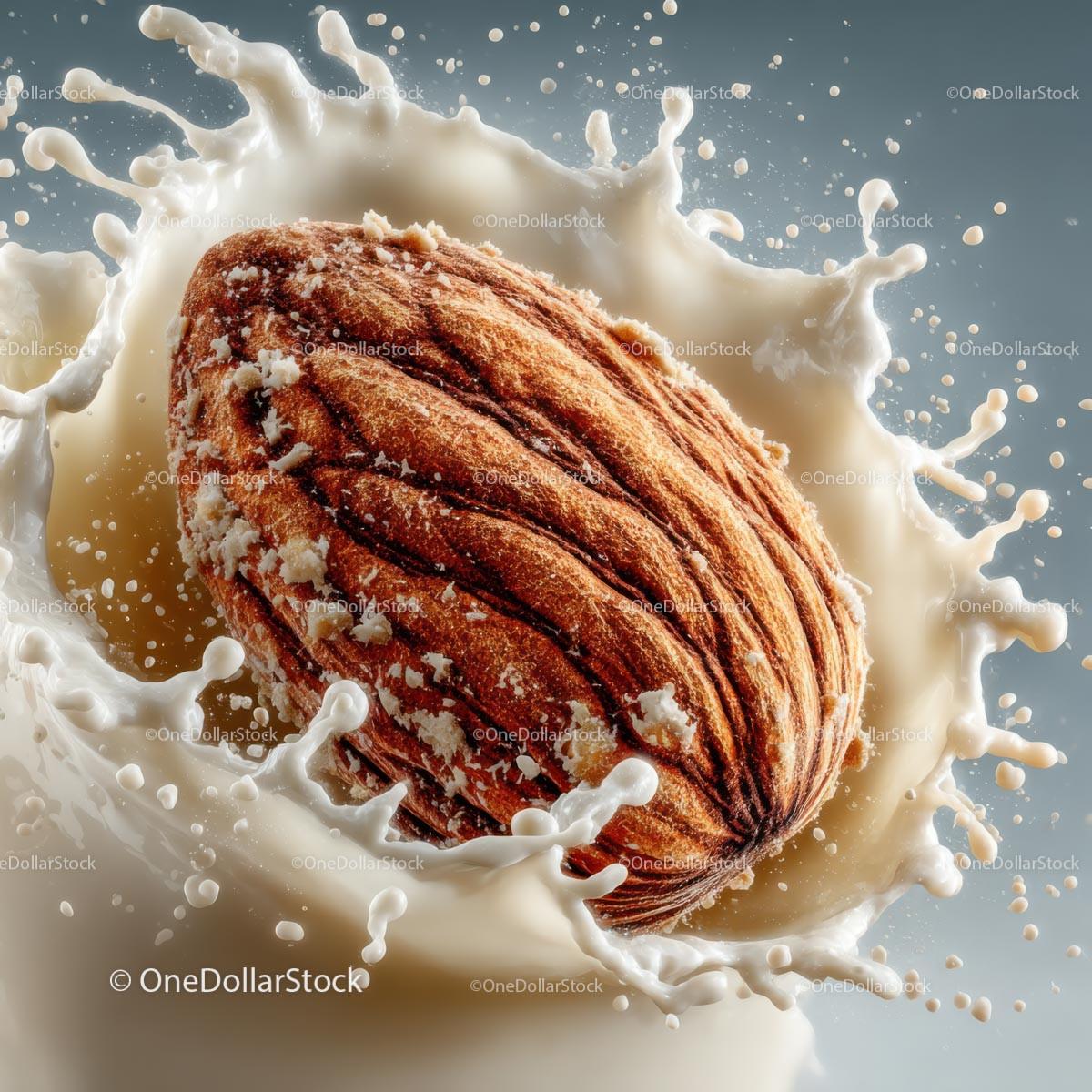 Almond Splashing in Creamy Milk for Delicious Food Photography Stock Photo Bundle preview 19