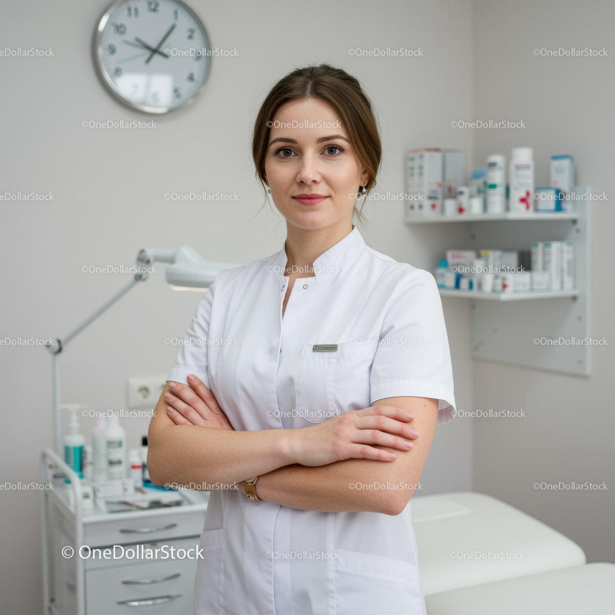 Professional Female Healthcare Worker in Modern Clinical Environment