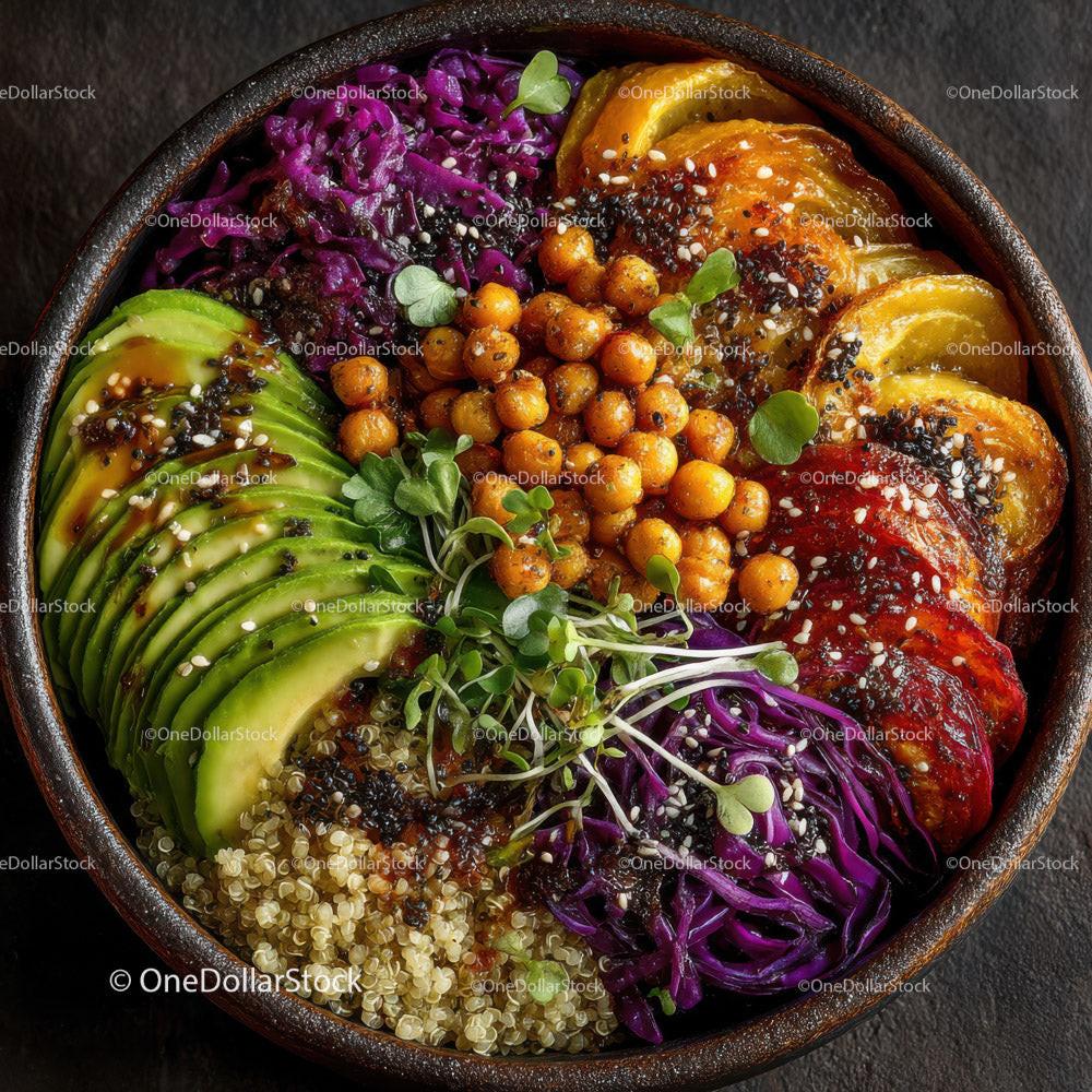 Colorful Plant-Based Bowl with Chickpeas Quinoa and Veggies Stock Photo Bundle preview 22