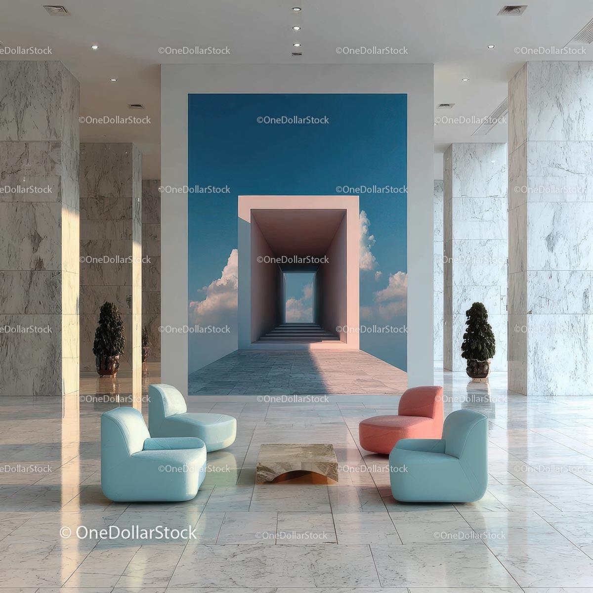 Stylish Modern Interior with Artistic Wall and Elegant Furnishings Stock Photo Bundle preview 43