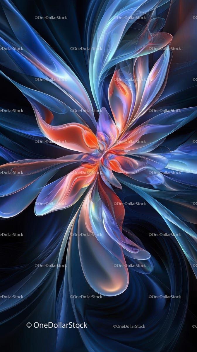 Vibrant Abstract Digital Fractal Artwork with Flowing Lines