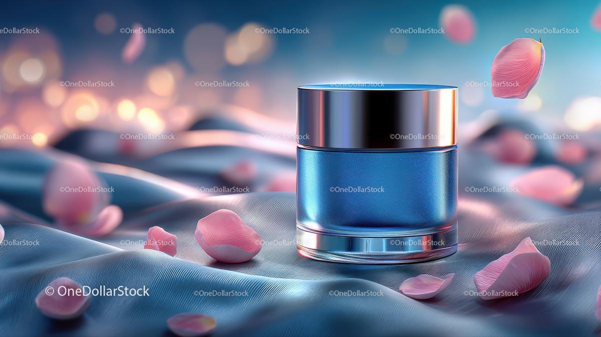 Glass Container with Floating Rose Petals in Tranquil Setting JPG Mockup Image preview 24
