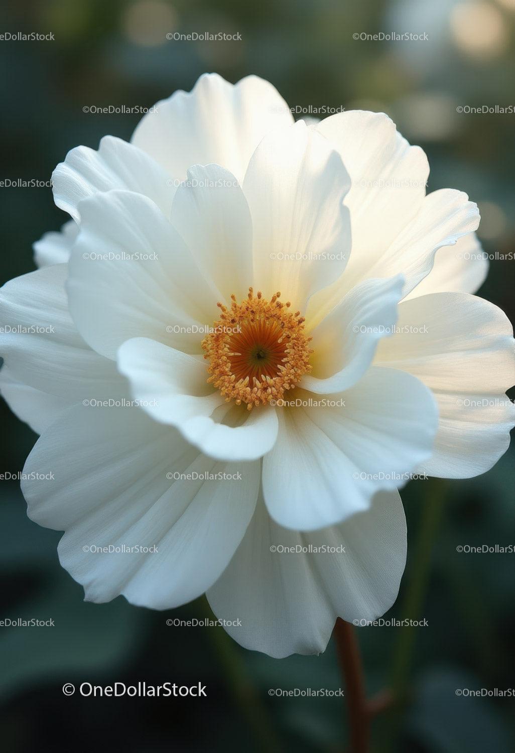 Elegant White Peony Flower Bloom with Soft Petals and Vibrant Center