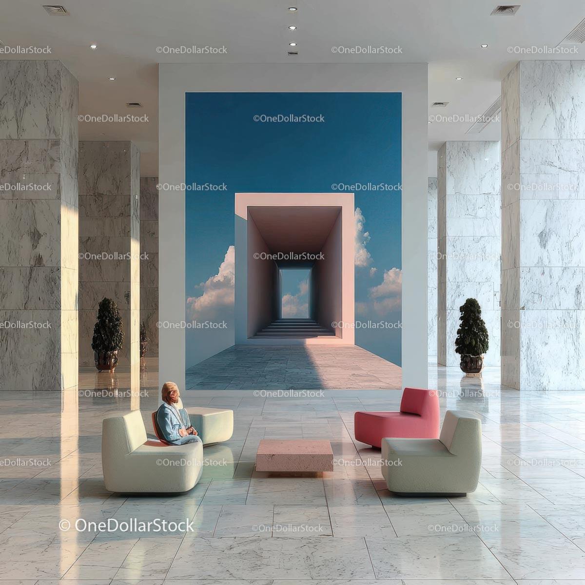 Stylish Modern Interior with Artistic Wall and Elegant Furnishings Stock Photo Bundle creative preview 4