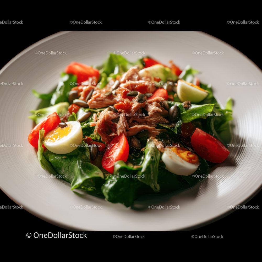 Fresh Chicken Salad with Cherry Tomatoes and Boiled Egg Stock Photo Bundle preview 12