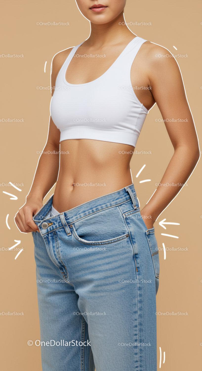 Woman in White Sports Bra and Denim Jeans Casual Fashion Photo