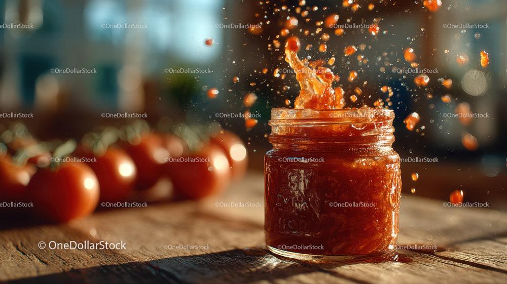 Vibrant Tomato Sauce Splash with Fresh Tomatoes in Background Stock Photo Bundle preview 24