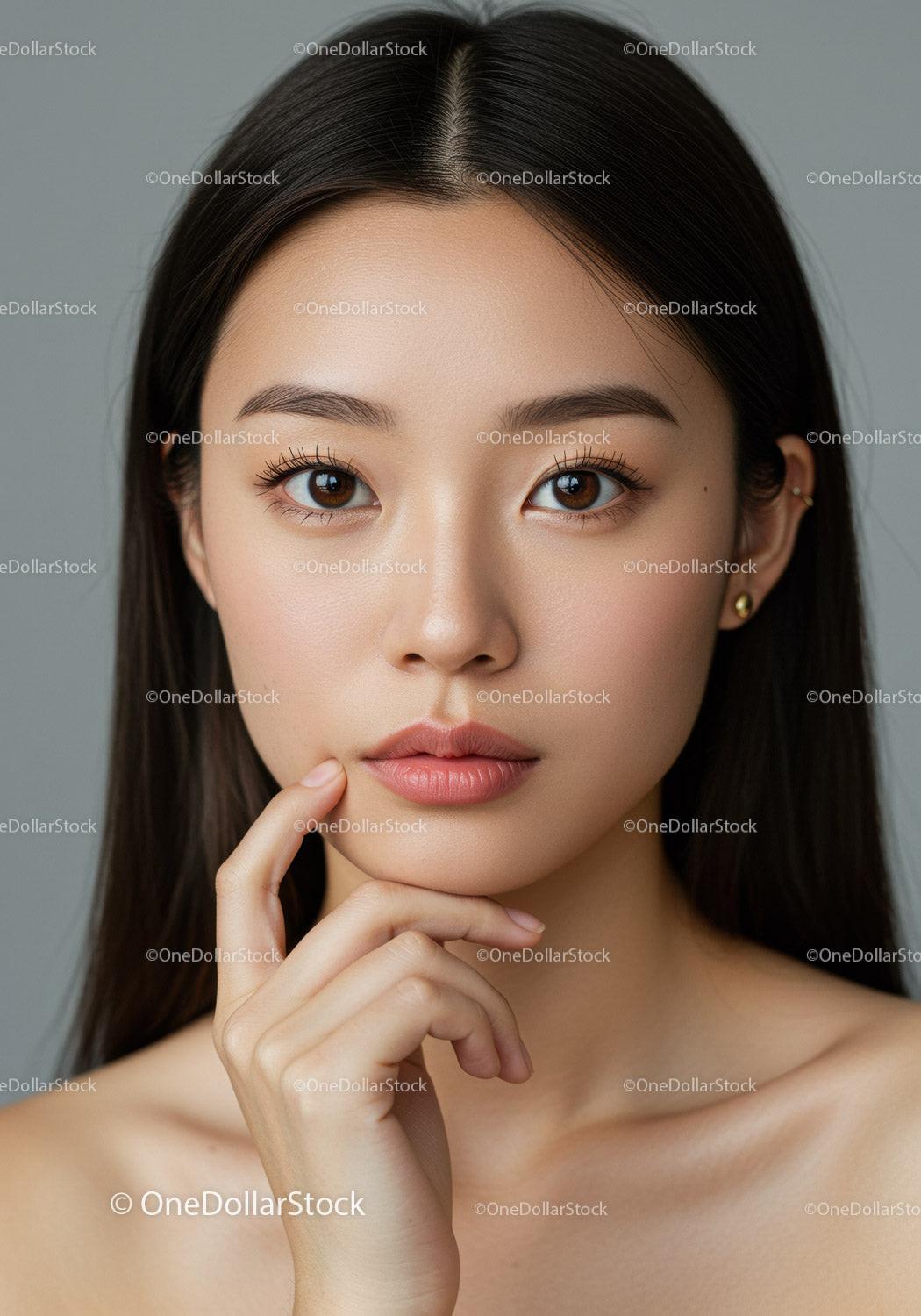 Elegant Female Portrait with Brown Eyes and Natural Makeup