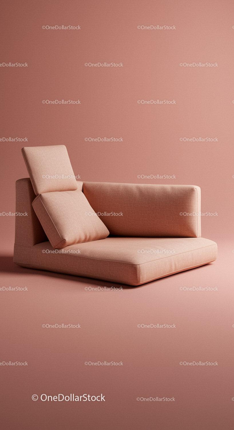 Modern Pink Corner Sofa with Cushions