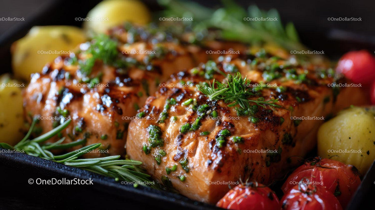 Gourmet Grilled Salmon with Cherry Tomatoes and Fresh Herbs