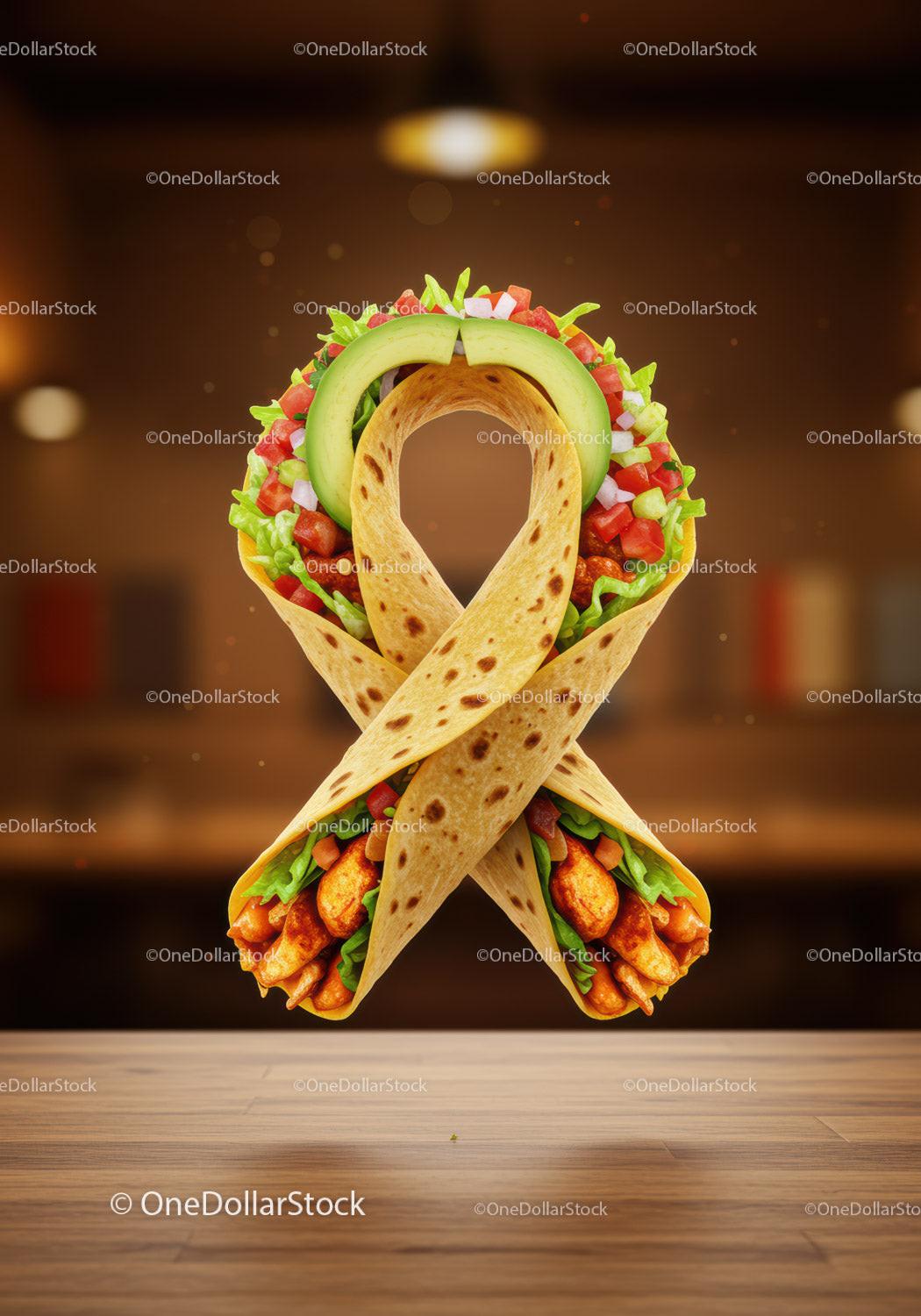 Creative Chicken Wrap with Fresh Vegetables in Ribbon Shape