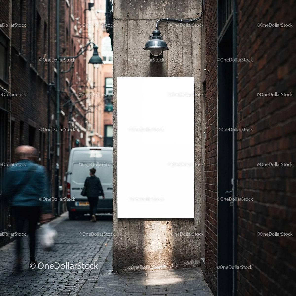 Blank urban billboard on narrow city street wall JPG Mockup Image preview