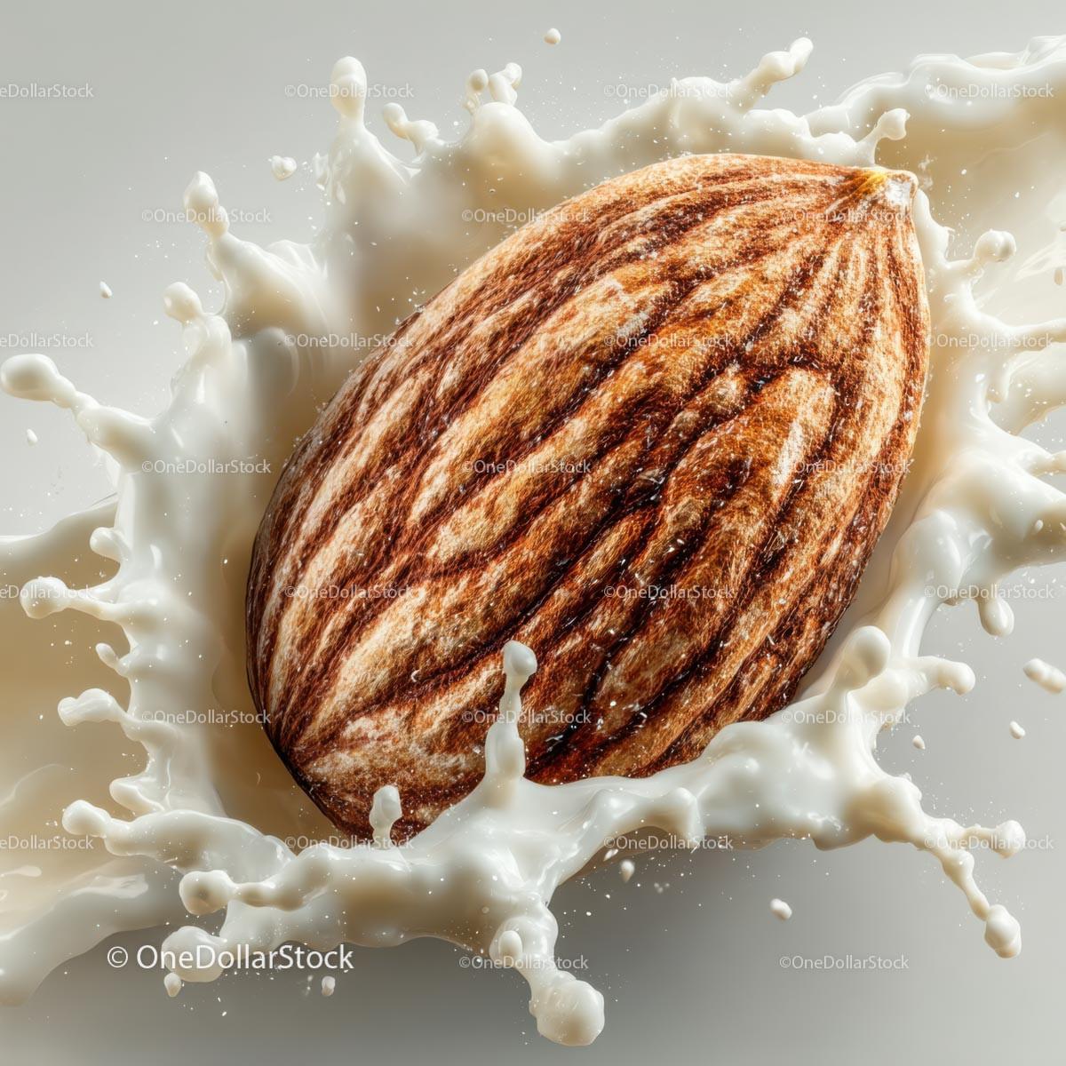 Almond Splashing in Creamy Milk for Delicious Food Photography Stock Photo Bundle preview 27