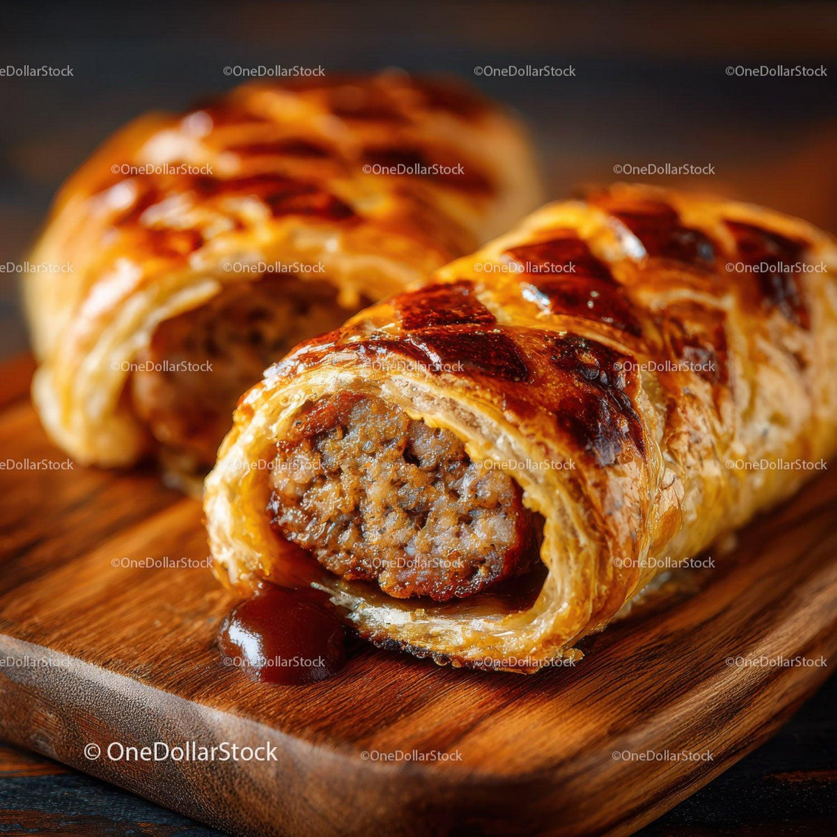 Delicious Sausage Roll with Crispy Pastry and Savory Filling Stock Photo Bundle preview 15
