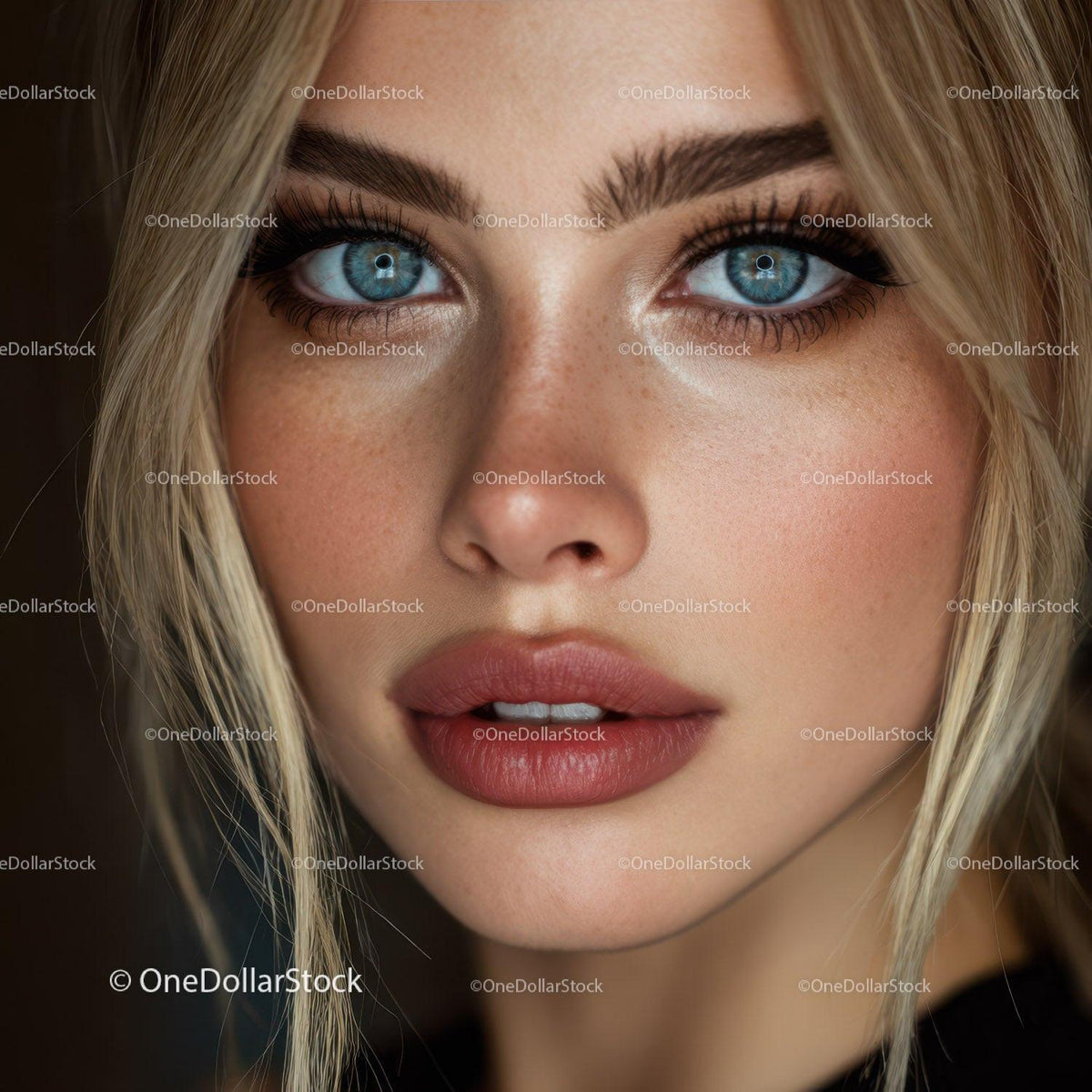 Close Up Portrait of a Woman with Blue Eyes and Natural Makeup Stock Photo Bundle preview 23