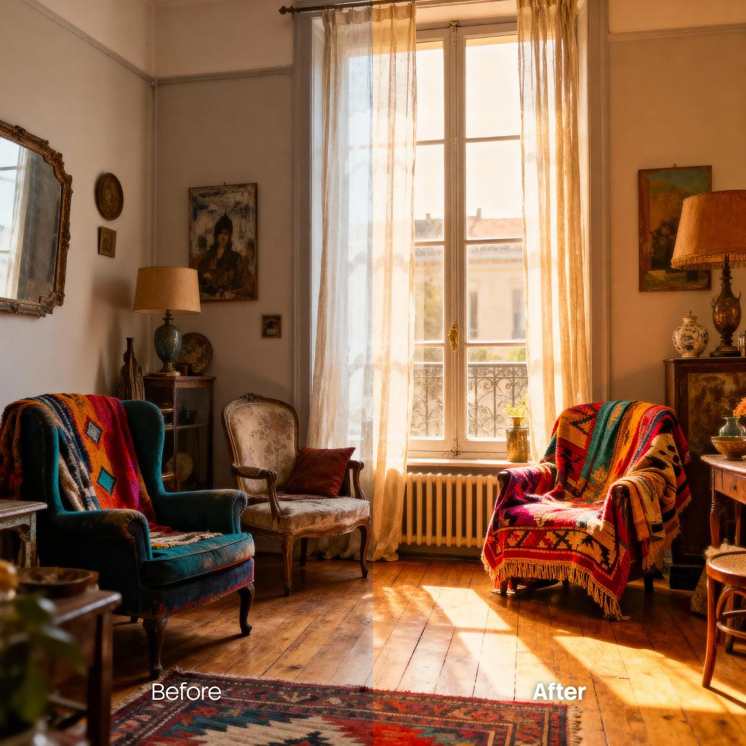 Before and after Vintage Warm No Grain LUT Pack effect