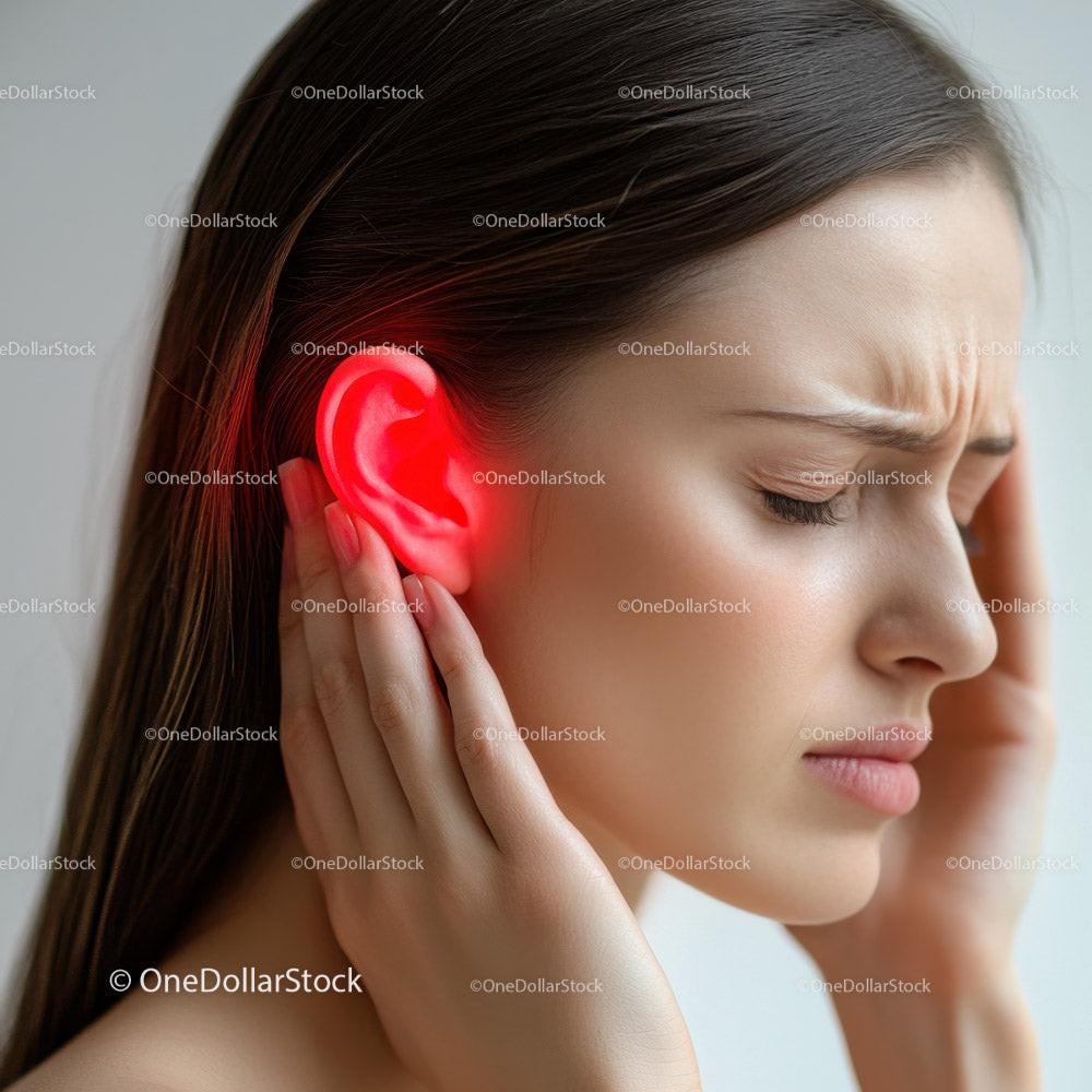 Woman Holding Ear in Pain Female Earache Suffering Medical Discomfort Stock Photo Bundle preview 13