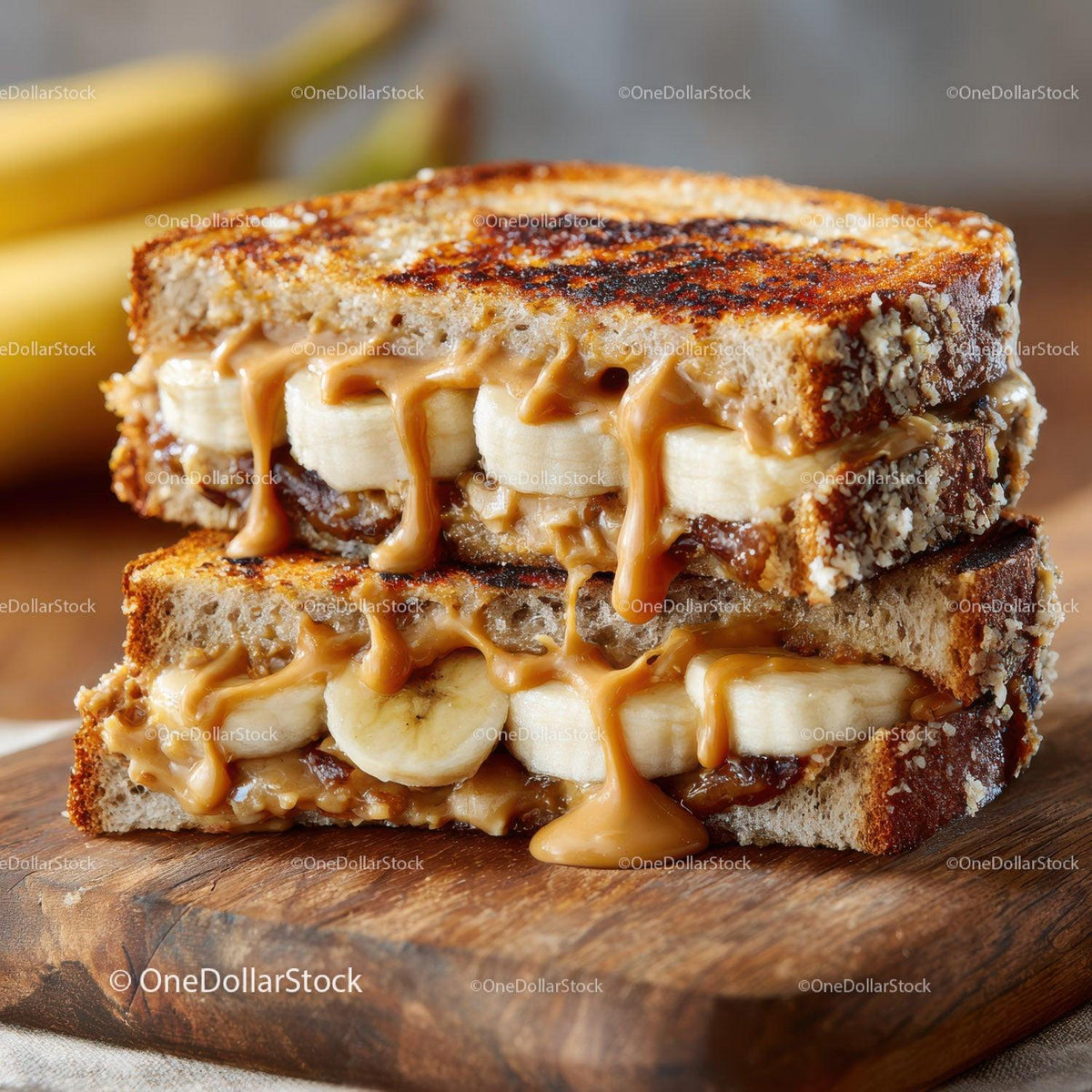 Banana Caramel Toast Sandwich for Delicious Breakfast or Snack Stock Photo Bundle creative preview 25