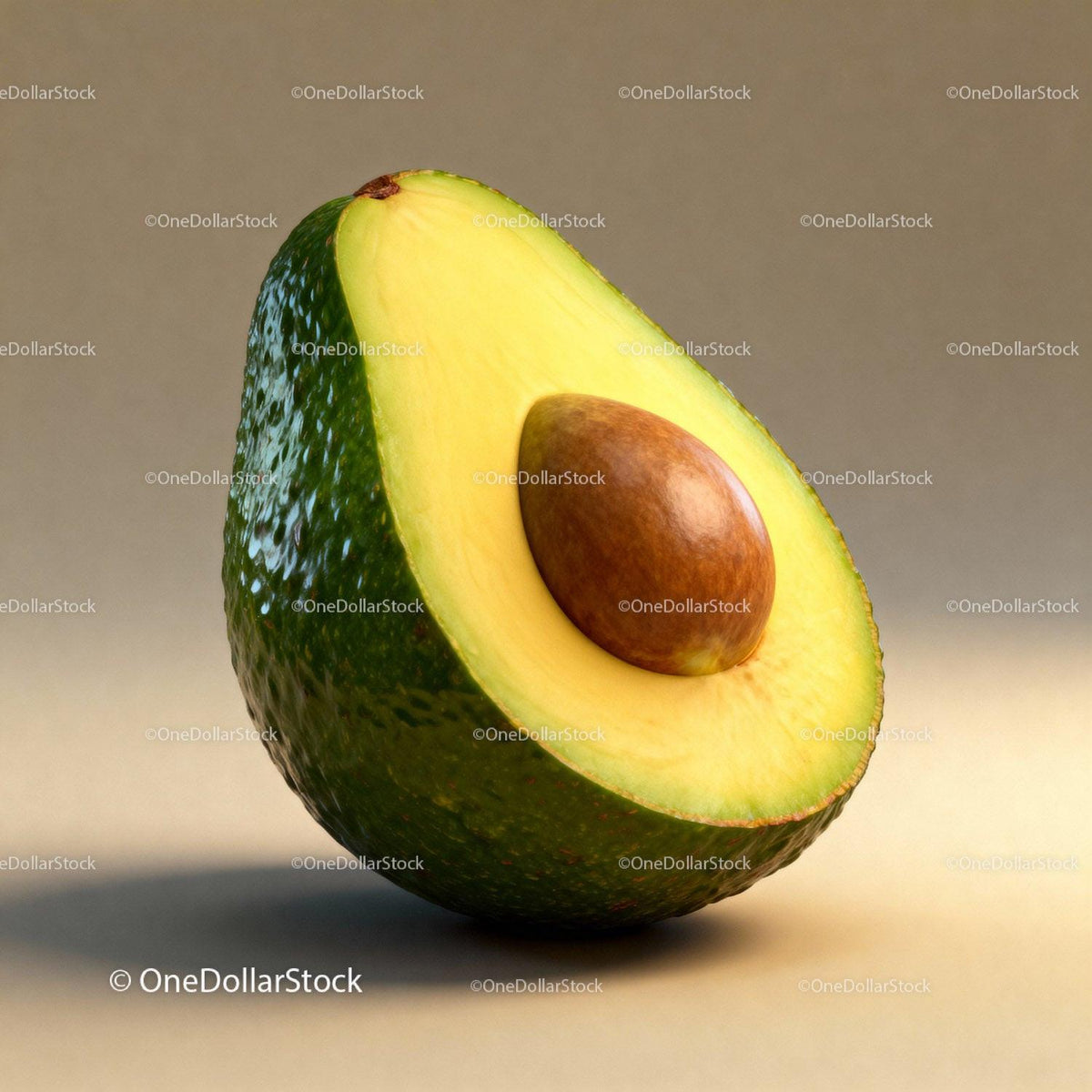 Fresh Half Avocado with Seed on Neutral Background
