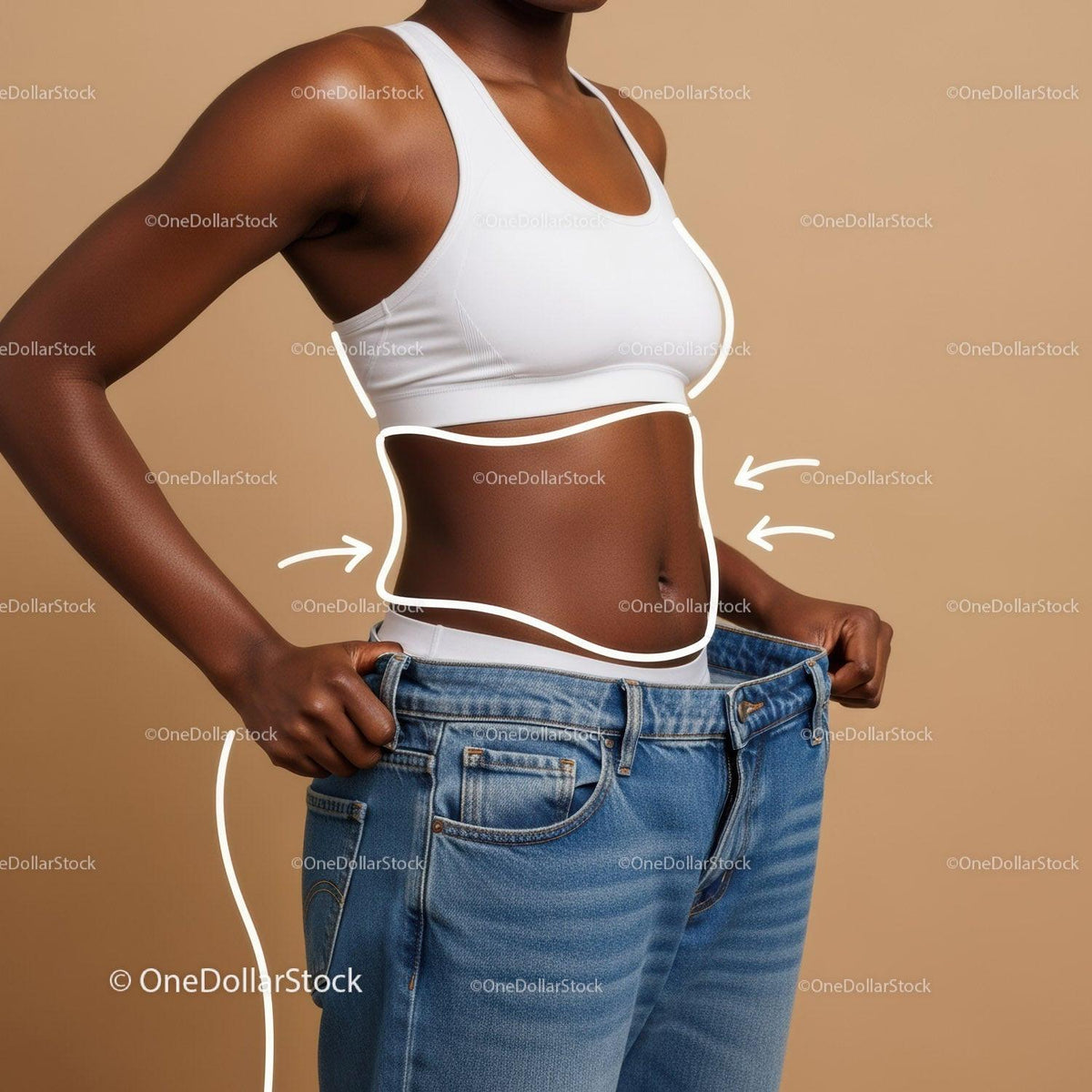 Woman Measuring Waistline with Tape for Fitness or Body Transformation