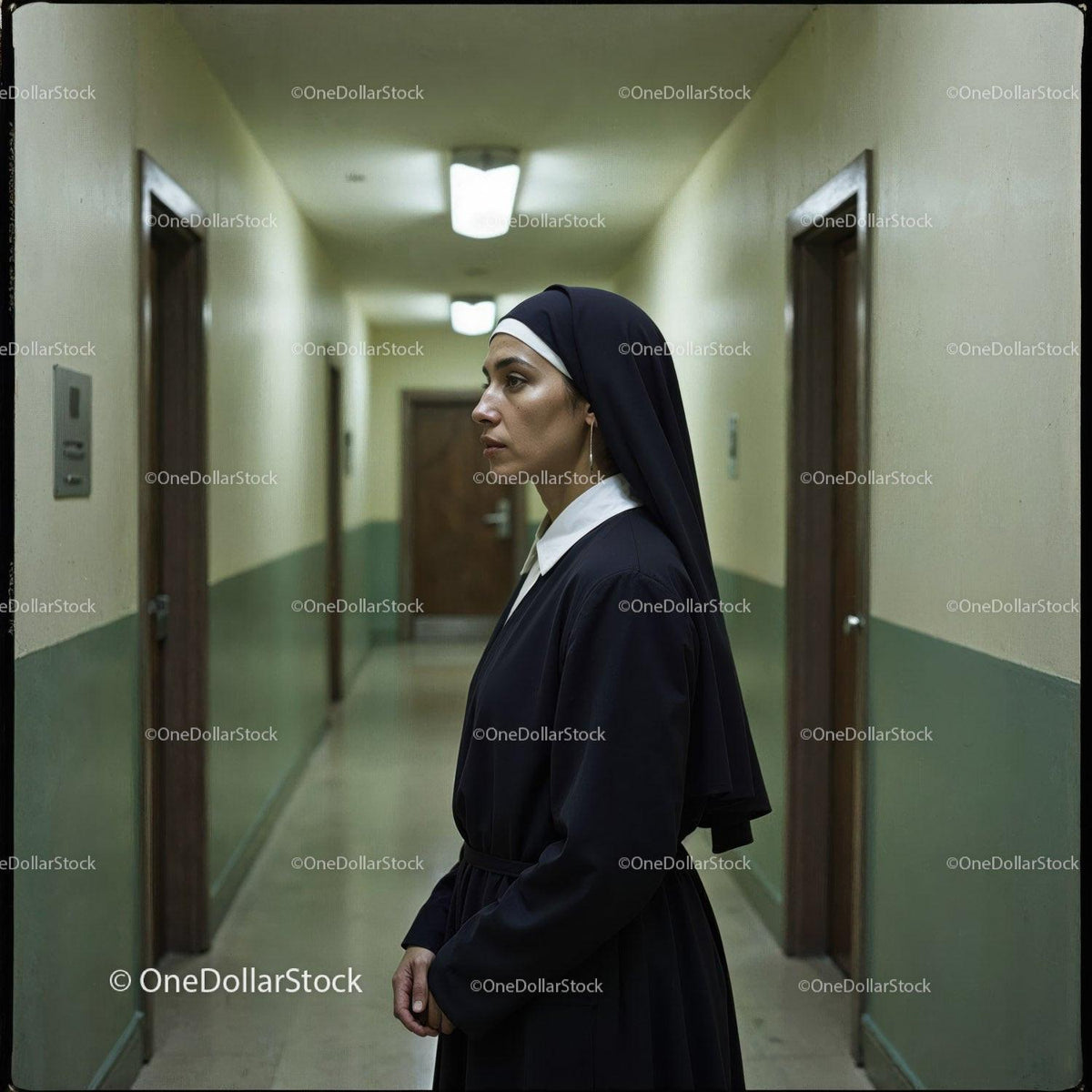 Confident Nurse in Hospital Corridor With Serious Expression Stock Photo Bundle creative preview 4