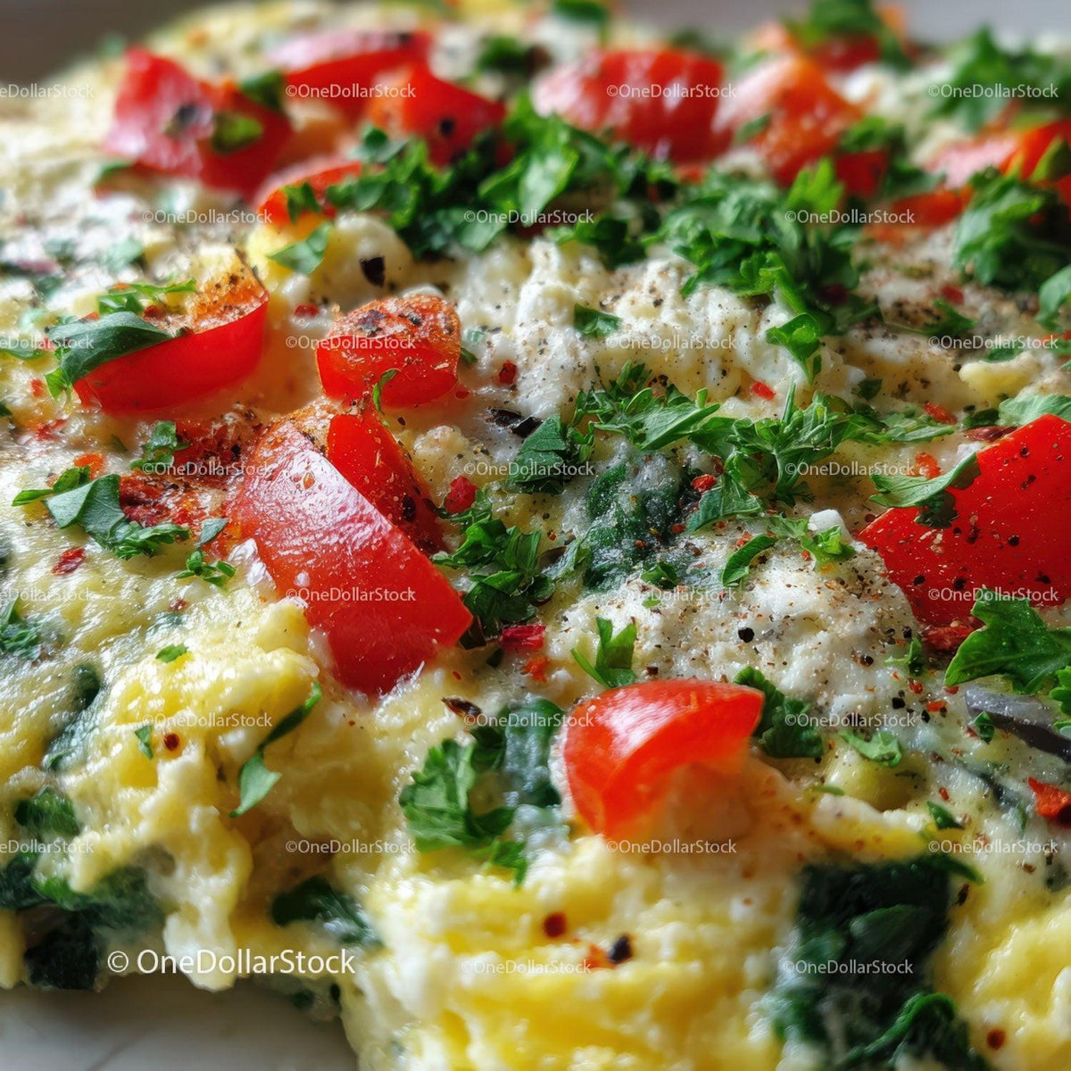 Colorful Vegetable Frittata with Bell Peppers and Herbs Stock Photo Bundle creative preview 4