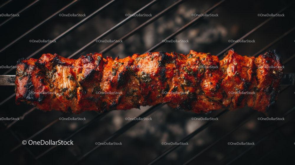 Juicy grilled chicken skewers with onion on barbecue Stock Photo Bundle preview 6
