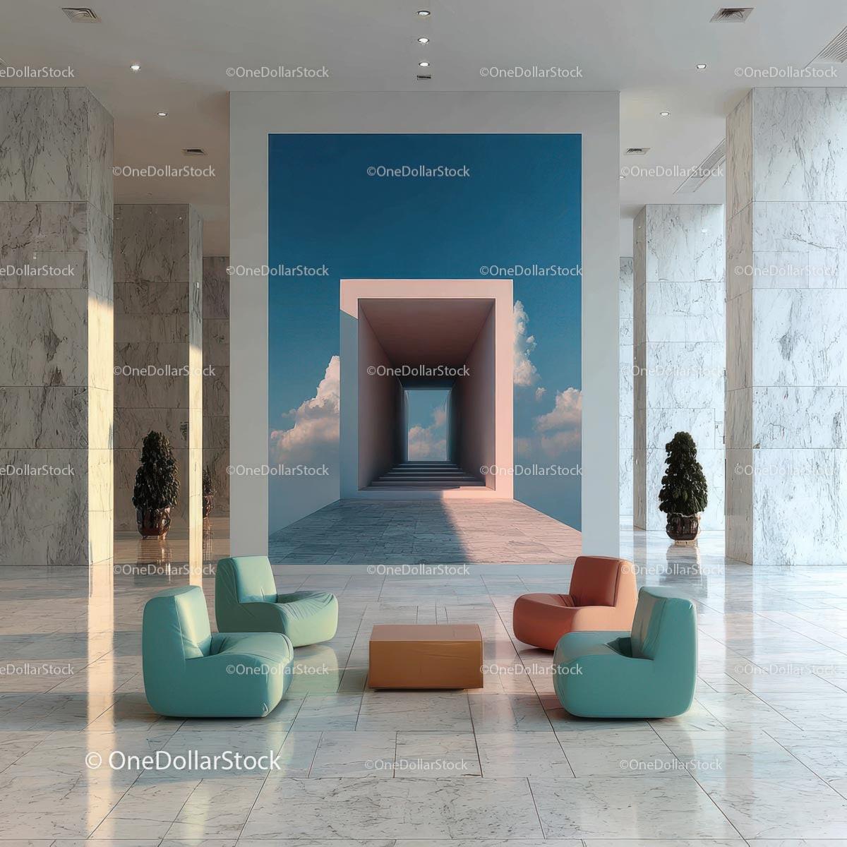 Stylish Modern Interior with Artistic Wall and Elegant Furnishings Stock Photo Bundle preview 36