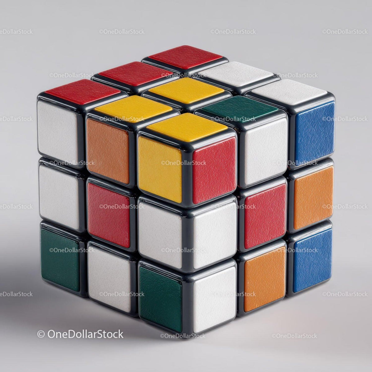 Colorful Rubik's Cube with Vibrant Red, Blue, Green, Yellow, and White Colors Stock Photo Bundle preview 10